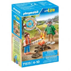 PLAYMOBIL MY LIFE - GRAND-PÈRE AVEC PETITE FILLE ET FEU DE CAMP #71513 (0624)